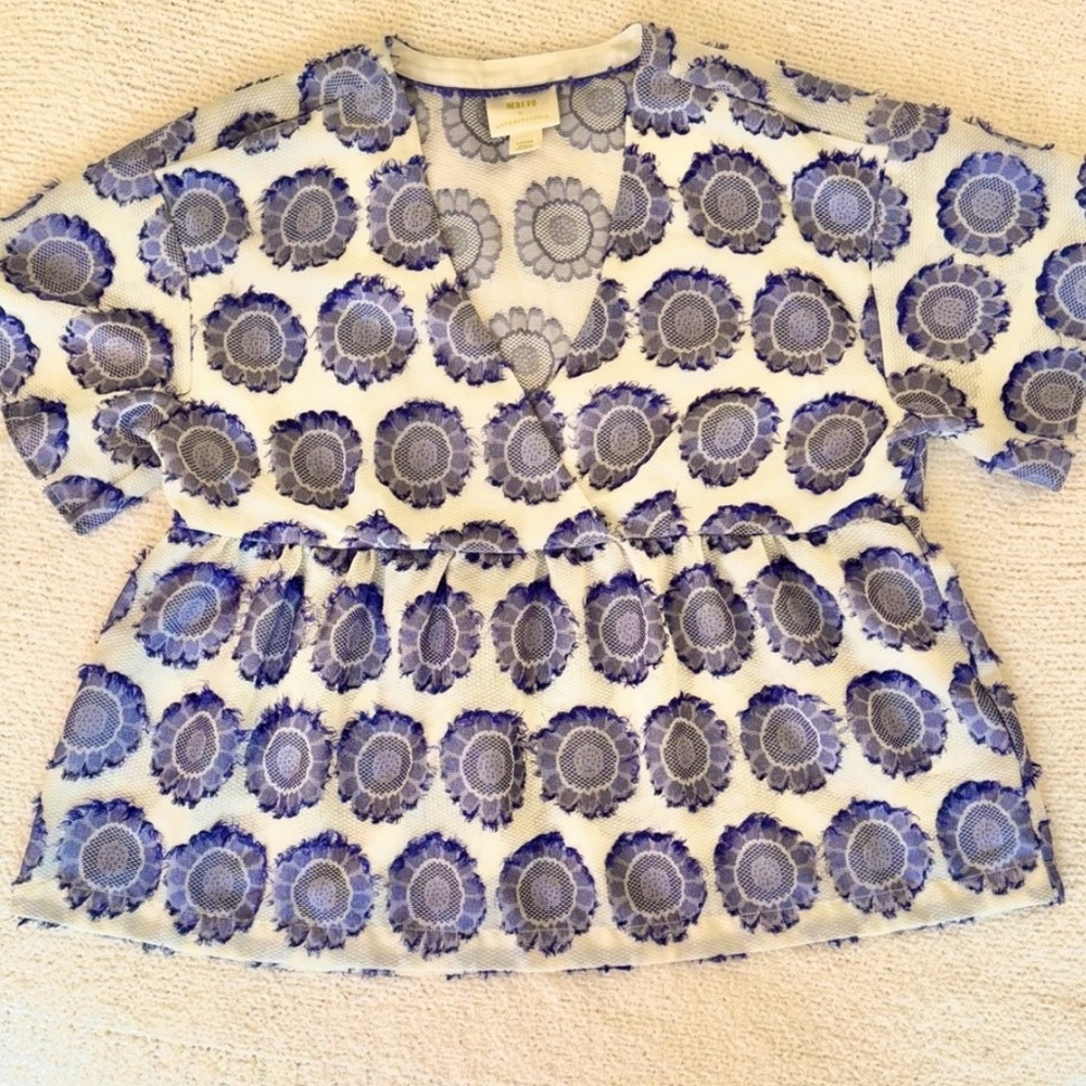 Anthro Maeve Gioia Textured Lace Top M - Picture 4 of 13